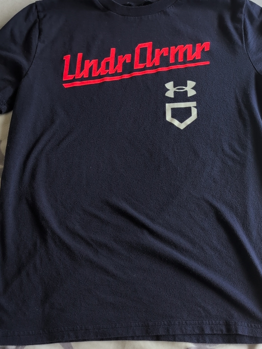 Baseball Under Armour Navy Short-Sleeve Tee with Orange Script and Silver Logo